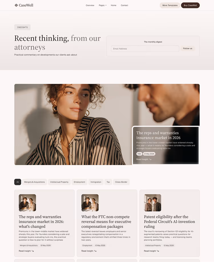 Boutique Law Firms, M&A & Counse webflow template