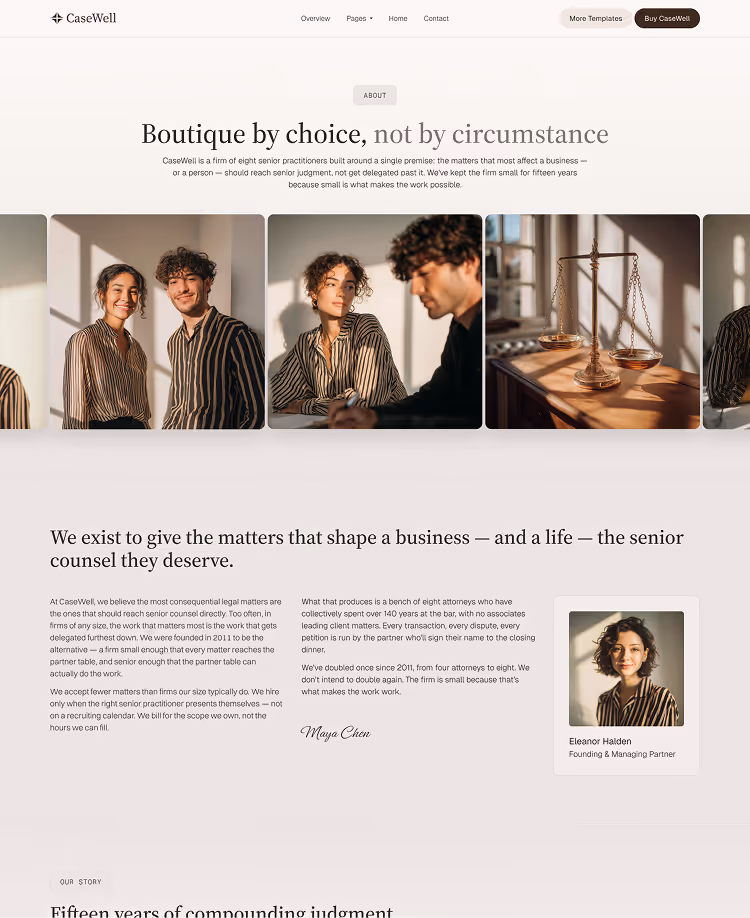 Boutique Law Firms, M&A & Counse webflow template