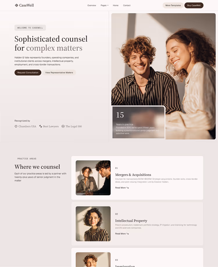 Boutique Law Firms, M&A & Counse webflow template