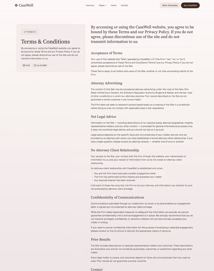 Boutique Law Firms, M&A & Counse webflow template