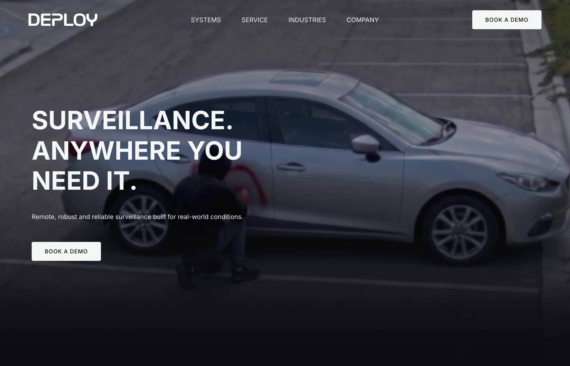 The new Deploy home page hero: Surveillance. Anywhere you need it.