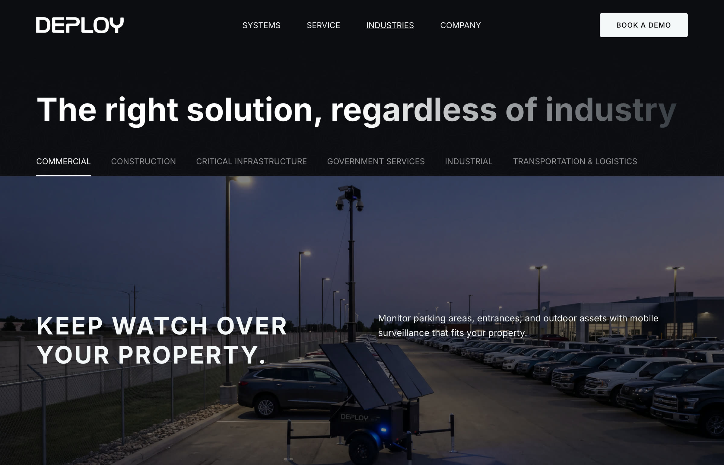 The Industries page: Keep watch over your property.