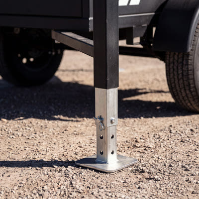 A stabilizer foot on the trailer.