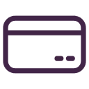 Simple credit card icon with rounded corners and two small dots on right side.