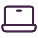 Simplified icon of an open laptop with a visible keyboard and screen outline.