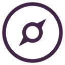 Simple compass icon with a circular frame and a two-pointed needle.