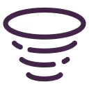 Simple purple tornado icon with swirl lines and an oval top.