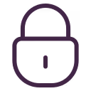 A simple dark purple padlock icon on a white background.