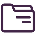 Purple icon of an open file folder with two horizontal lines inside.