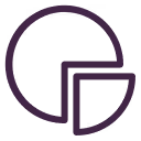 Simple black pie chart icon with one quarter separated from the circle.