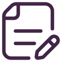Icon of a document with a folded corner and a pencil editing it.