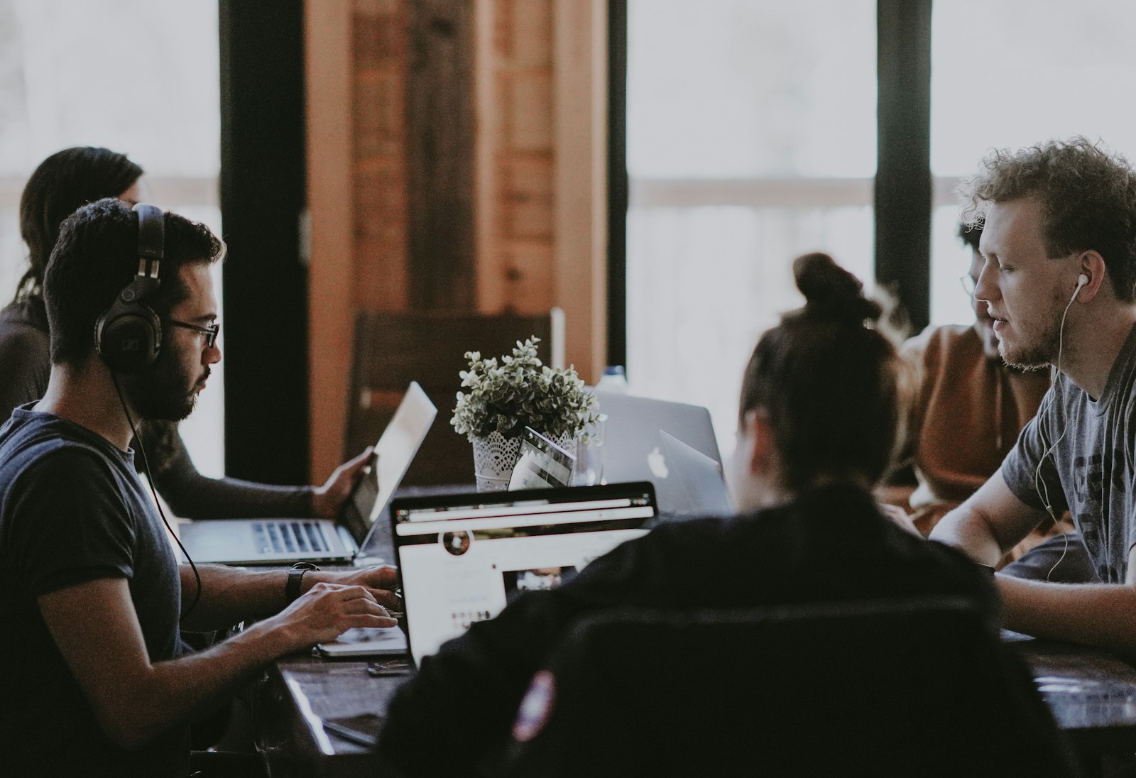Professional team collaborating in modern office