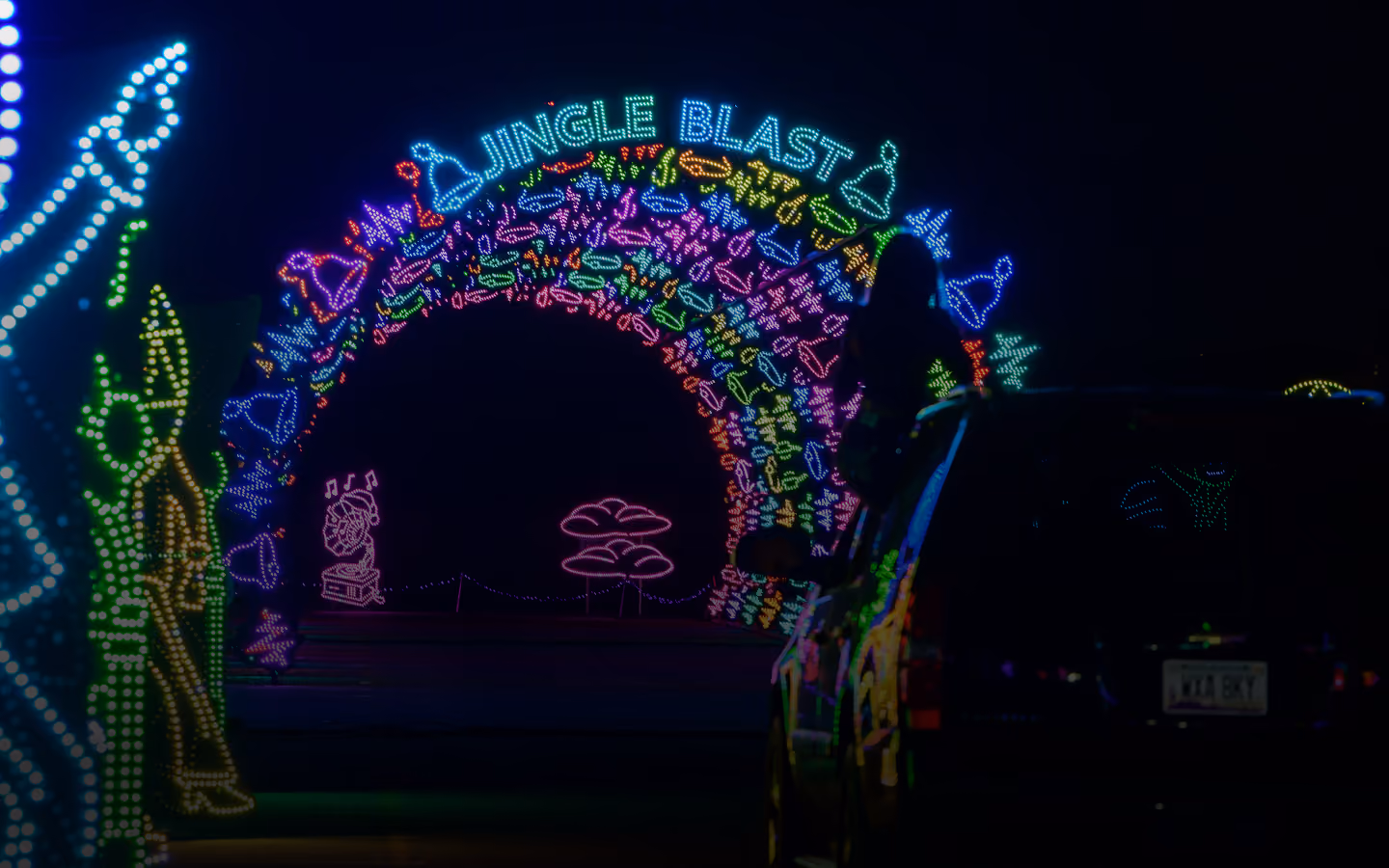 Jingle Blast light arch on the drive-through route
