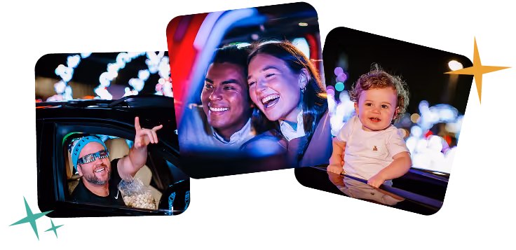 Snapshots of families enjoying the World of Illumination drive-through show