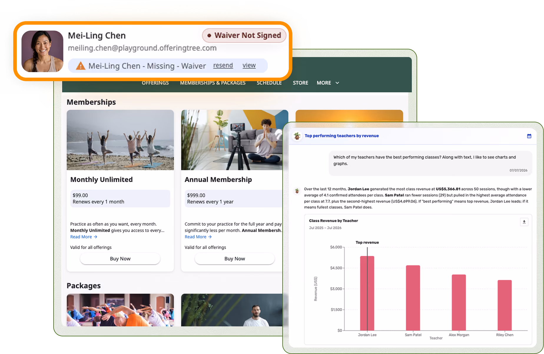 The OfferingTree website and page builder in use