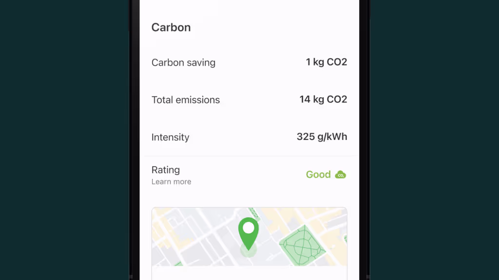 Carbon impact report in the ev.energy app