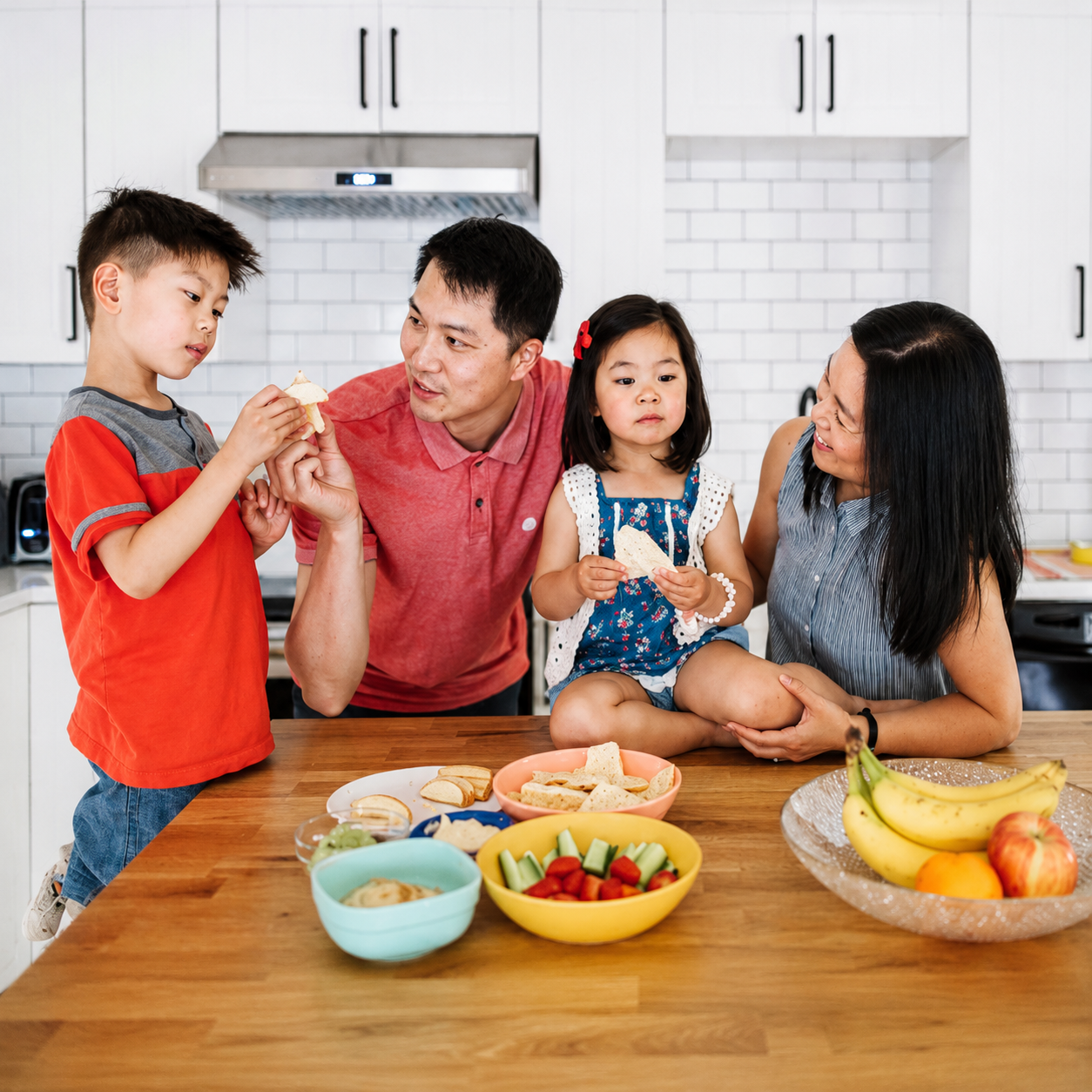 Families enjoying fresh local food from nearby farms
