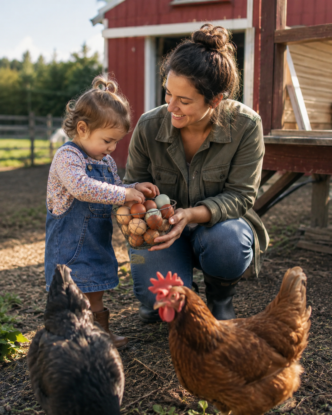 Farmer holding a wooden crate of fresh farm produce