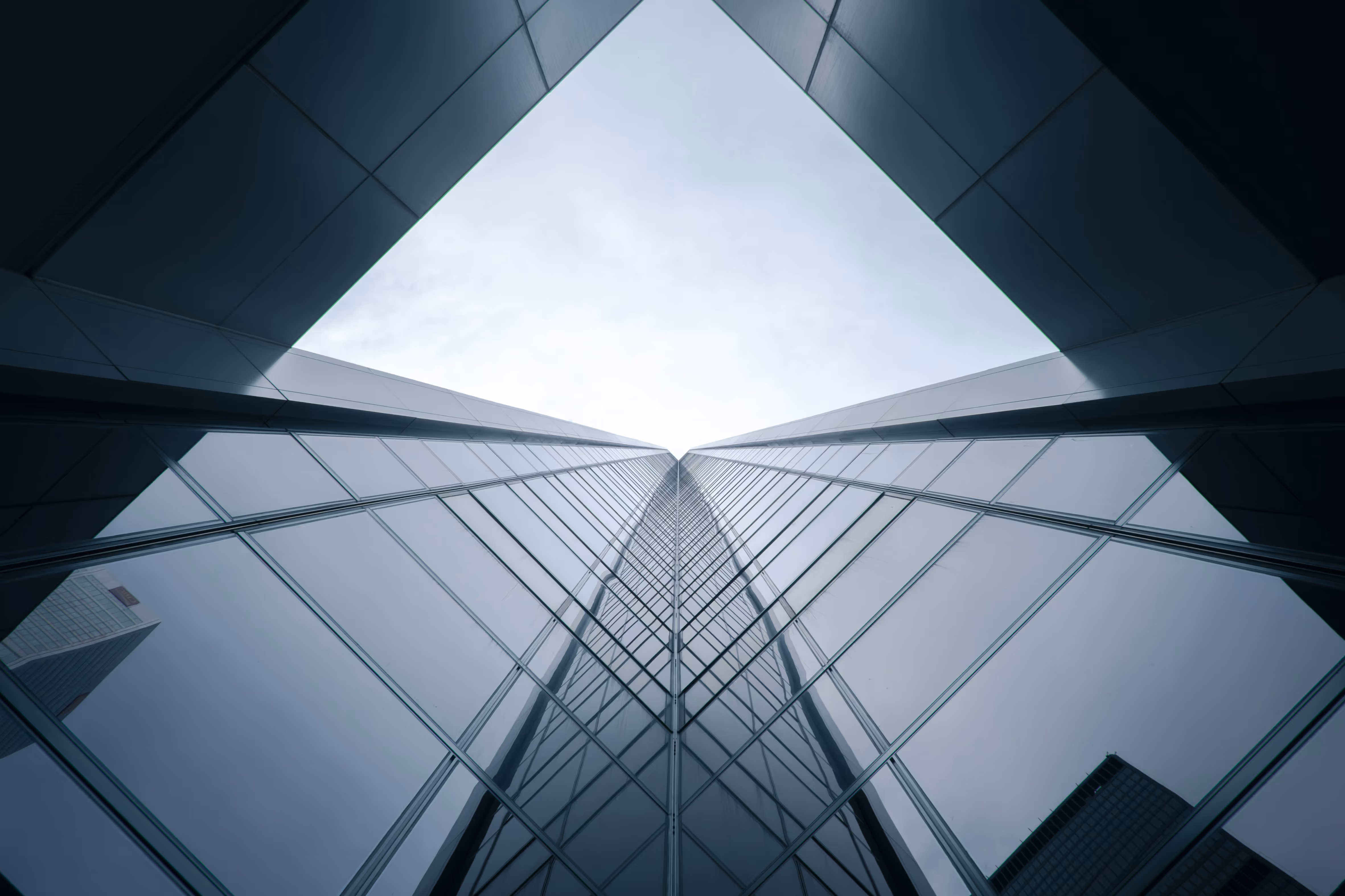 Modern glass building reflection