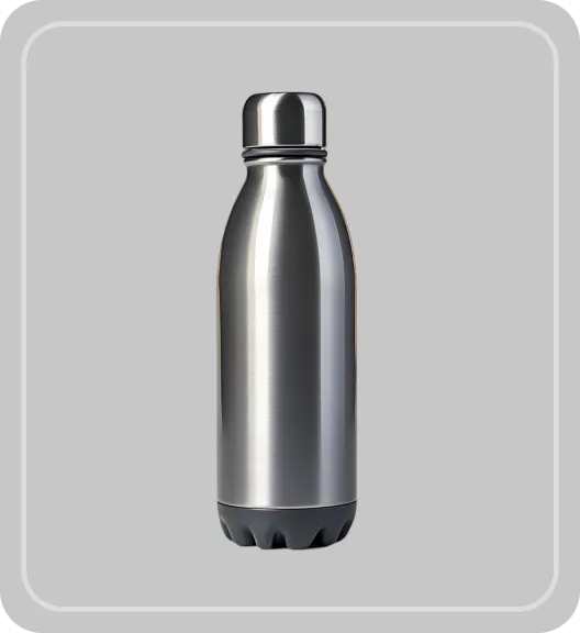 A metal water bottle