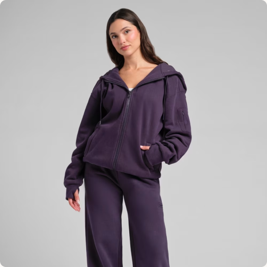 Roomy Mega fit of the Blackberry Inflate Zip Hoodie