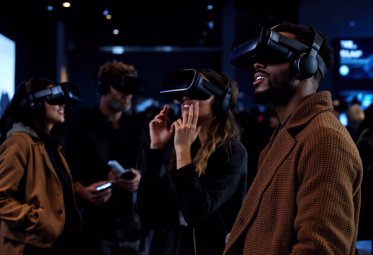 image of customers trying vr headset (for a tech retail business)