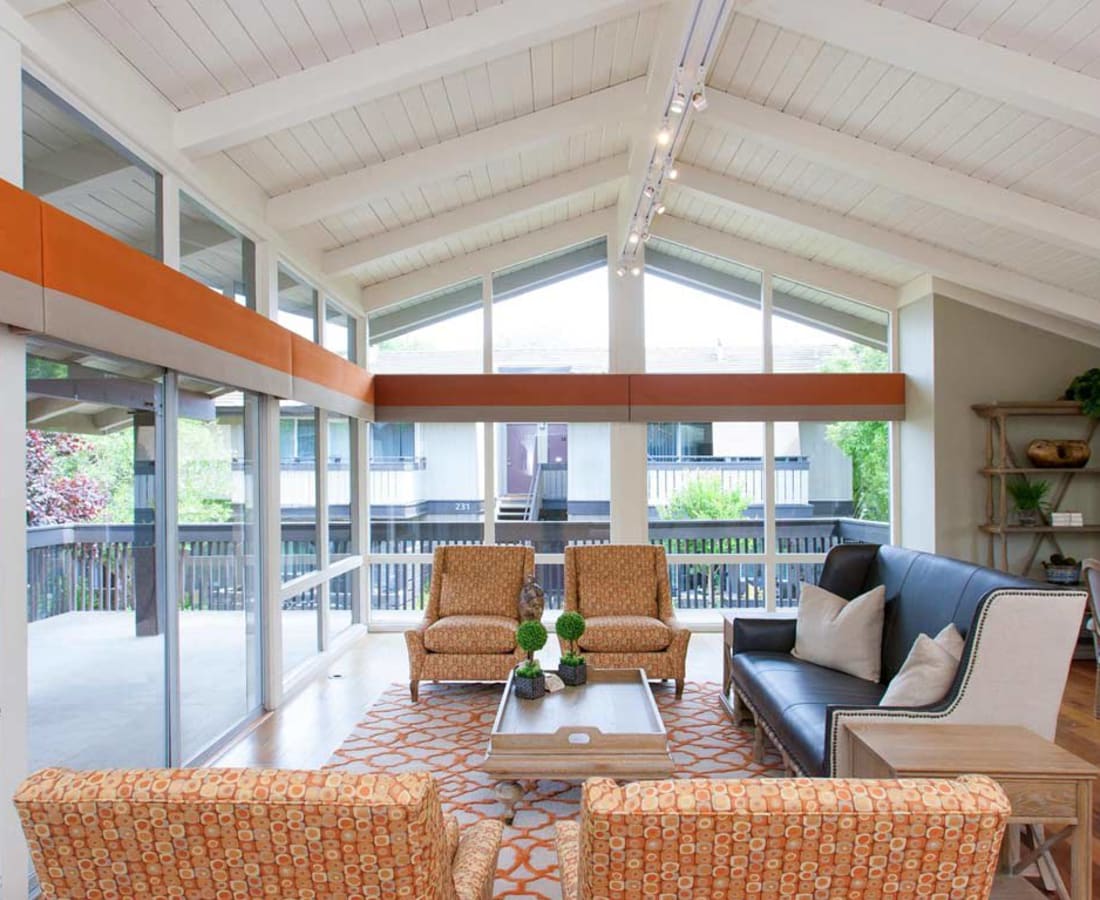 Clubhouse with indoor and outdoor seating and tv
