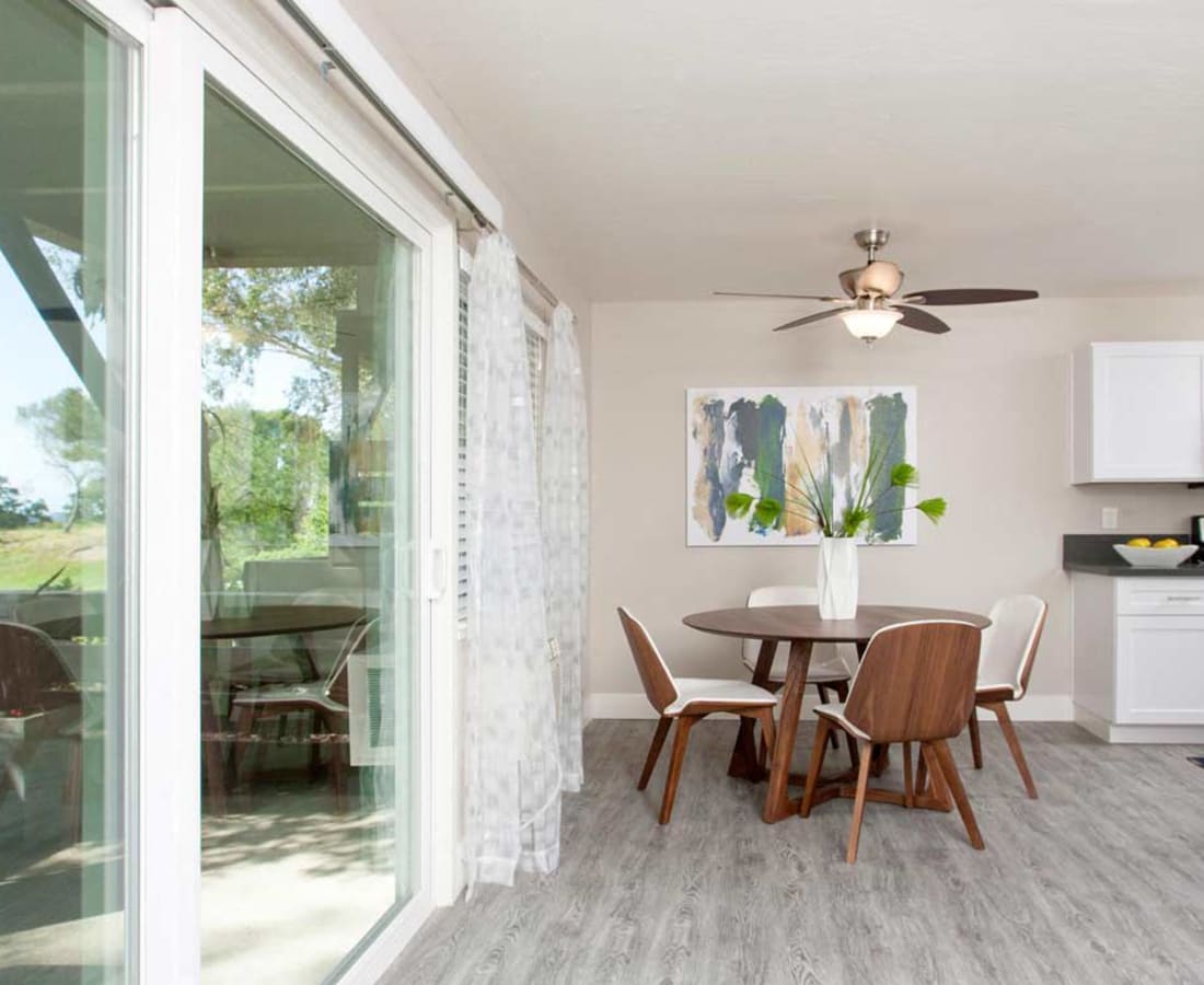 Dining area with table and chairs