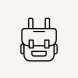 Simple line icon of an electric plug with a smiley face.
