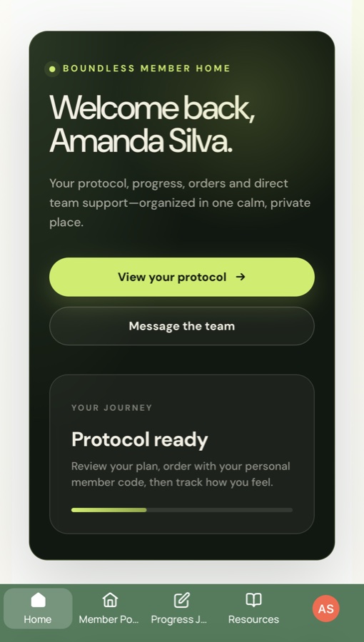 Boundless member app home screen