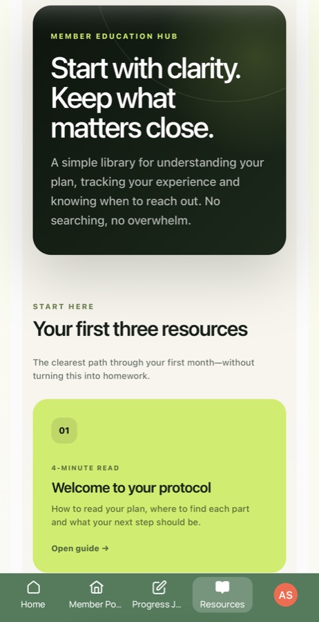 Boundless member education resources screen