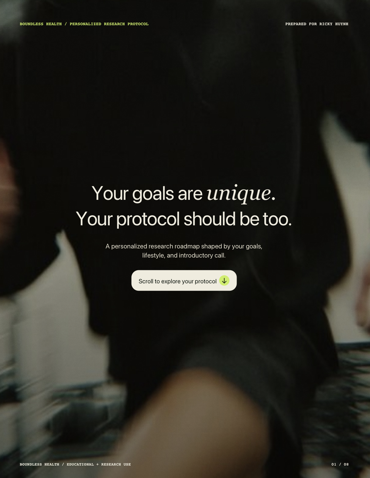 Example of a personalized Boundless research protocol