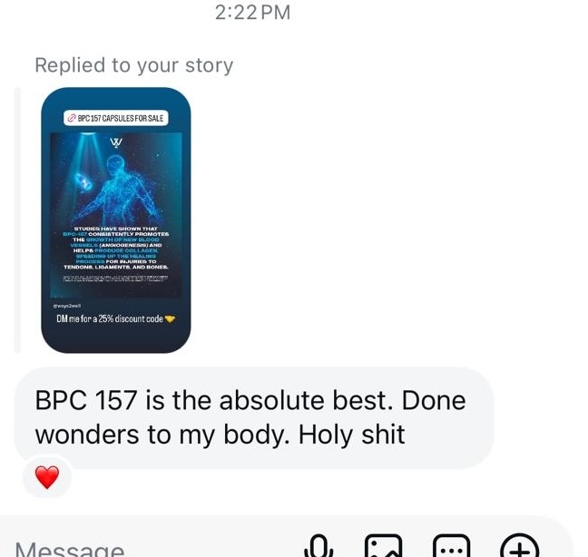 A customer shares feedback on BPC-157