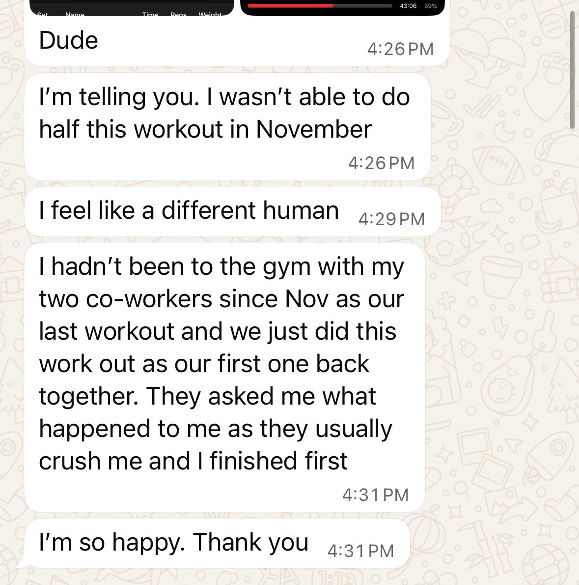 A customer celebrates their return to the gym