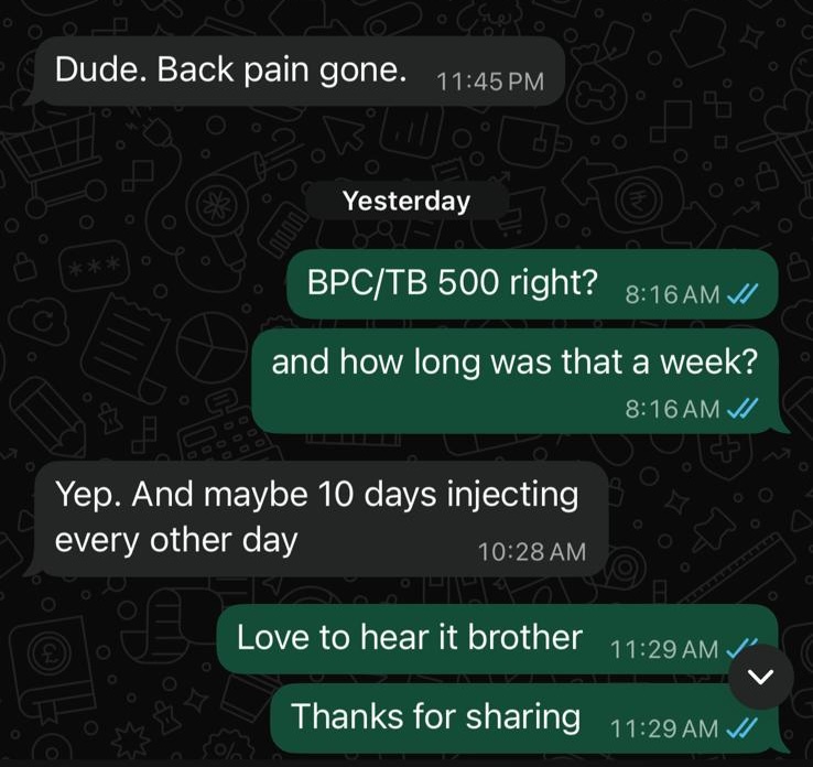 A customer reports on their back discomfort