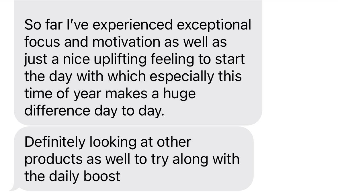 A customer shares their experience with focus and motivation