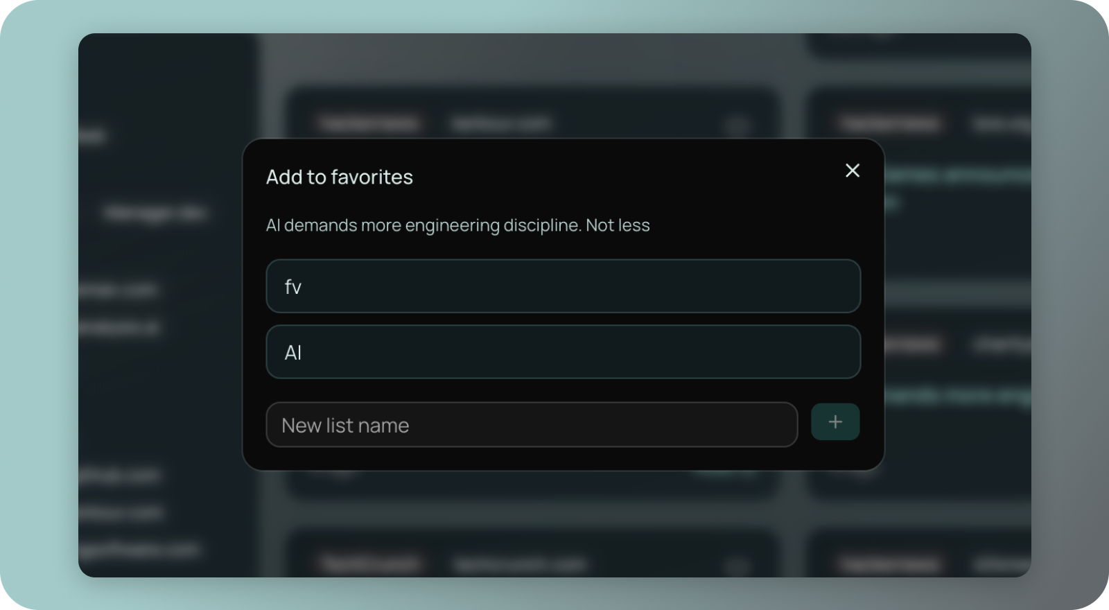 News agent interface, add to favorites feature