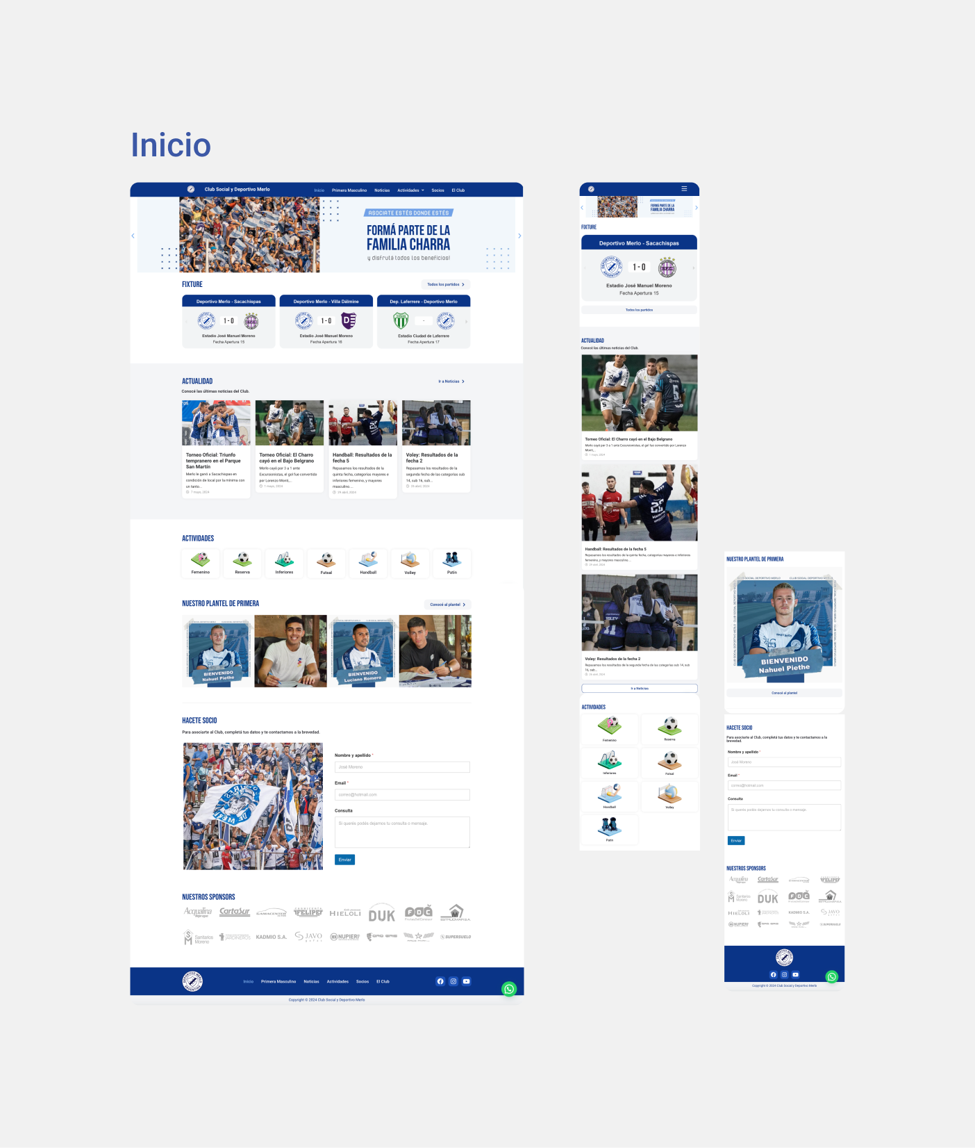 Home mockups: desktop and mobile