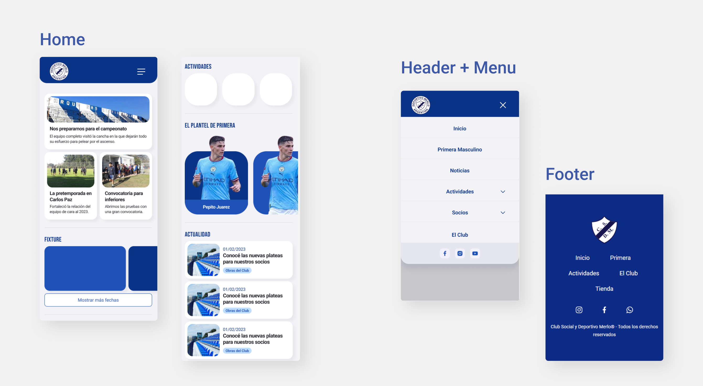 Mobile design, responsive navbar, menu, home and footer
