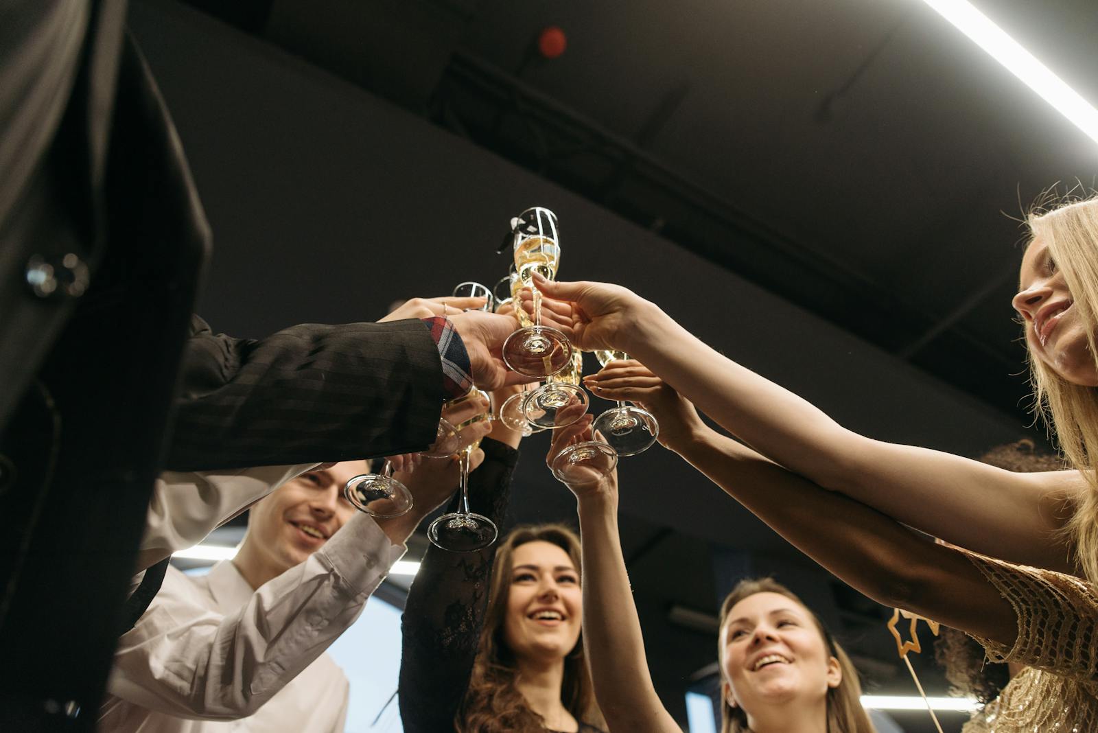 A group celebrating the night in style