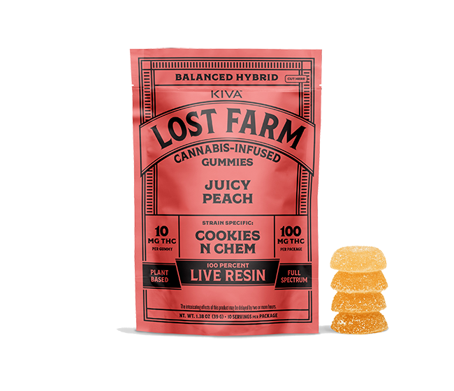10mg THC Juicy Peach x Cookies N Chem Live Resin Gumies
