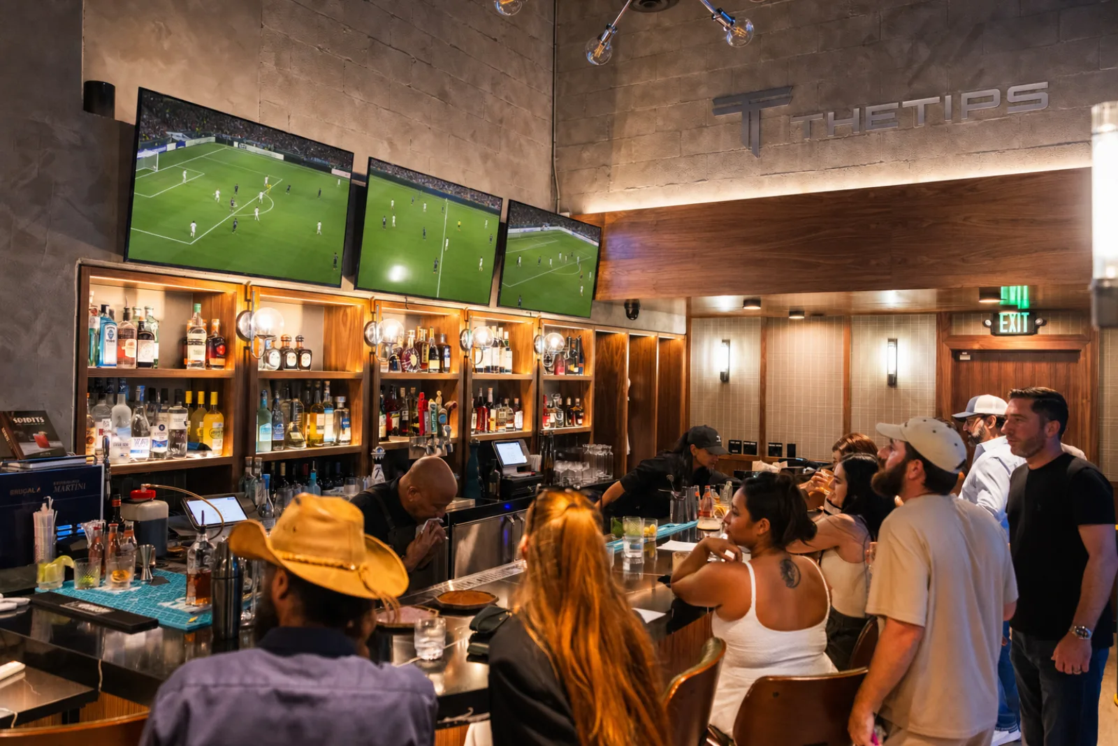 World Cup matches on the screens at the bar at The Tips Golf