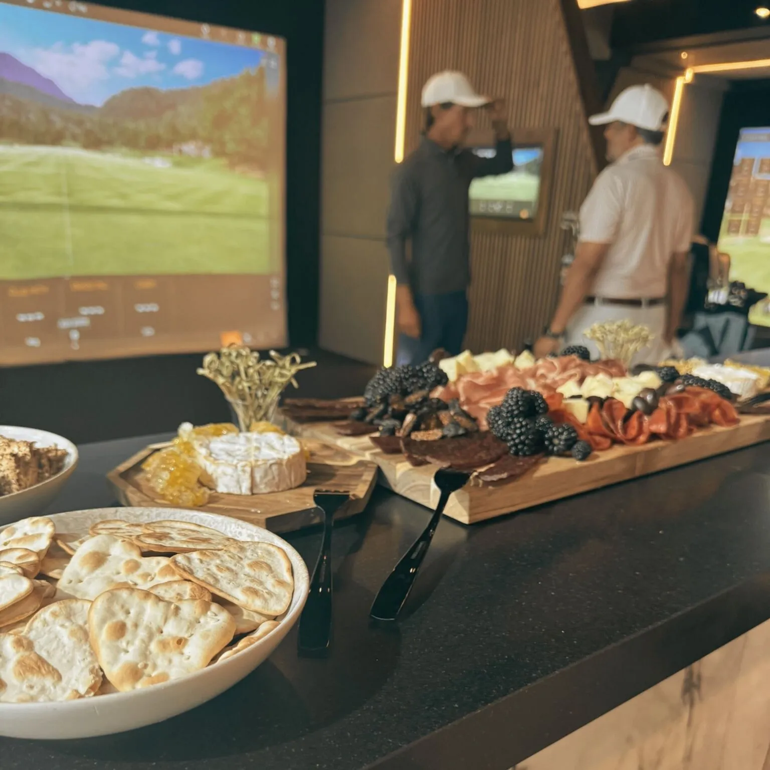 Charcuterie spread in a bay