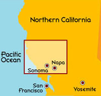 Northern California Napa Valley and Sonoma Valley Map