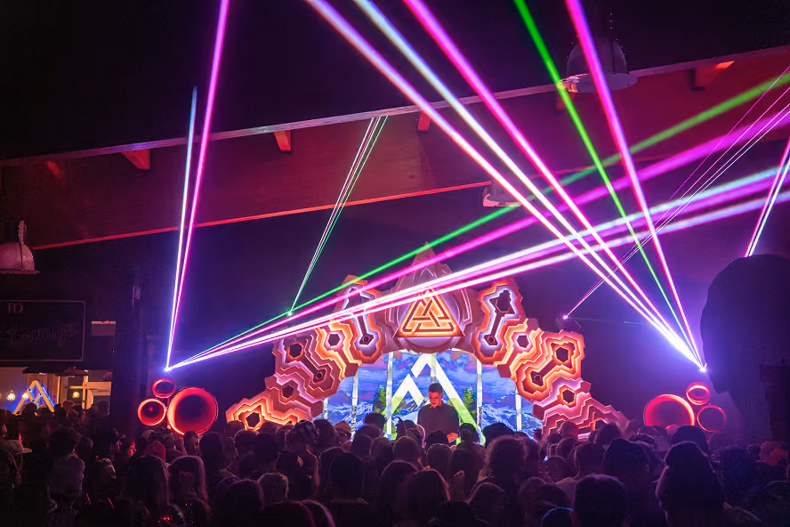 Lasers above the dance floor