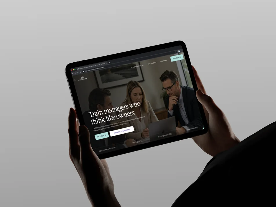 Tablet displaying a client website for business owners