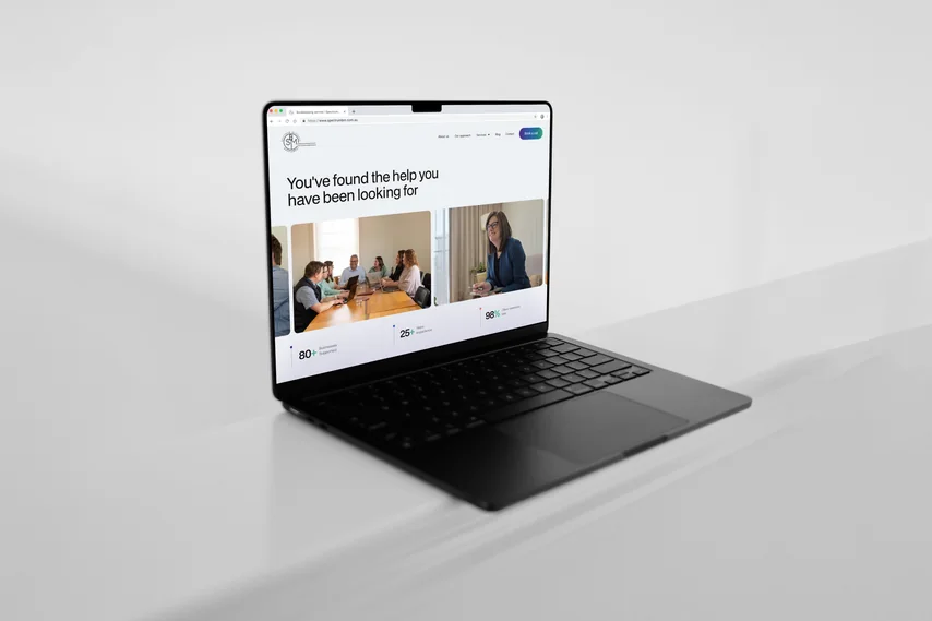 Laptop showing a client website