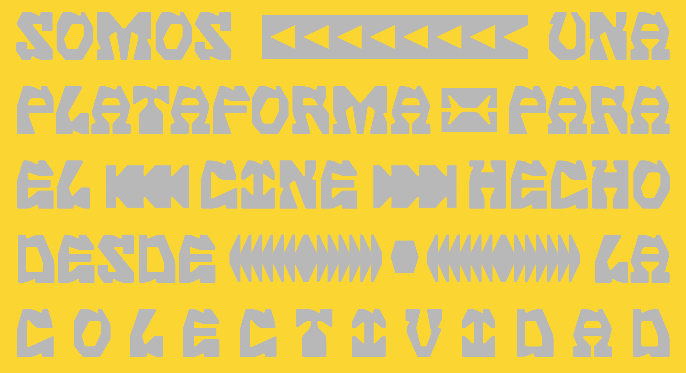 Brand statement design for Mullu by Lunalunares, featuring the phrase Mullu es una huella colectiva in bold pink custom typography on a black background with the brand symbol and resistance-focused messaging.