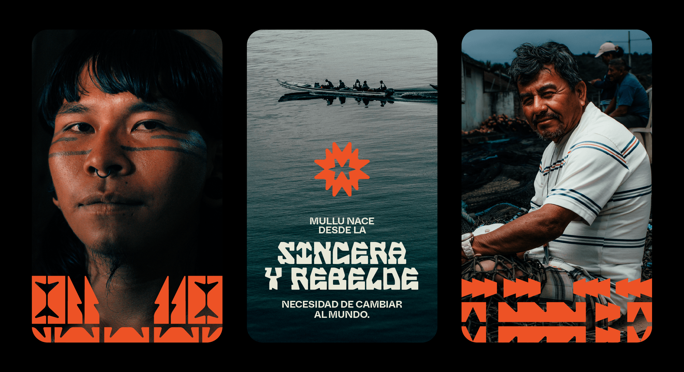 Mobile newsletter mockup for the Mullu branding project by Lunalunares, showing the Fronteras release with documentary photography, custom buttons, graphic patterns, and digital interface design.