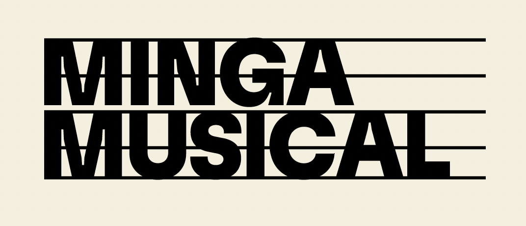 Typographic wordmark for Minka Musical by Lunalunares, showing a bold black logo with horizontal line details and a strong graphic system for music event branding.